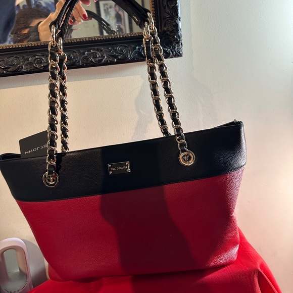 St. John NWT Red/Black Tote